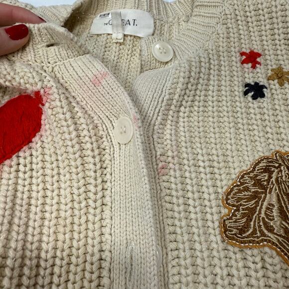 The Great. Collegiate Cardigan. Neck sweater heart patchwork size 4-6 - Picture 5 of 11